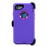 Premium Armor Heavy Duty Case with Clip for iPhone 8 / 7 / 6S / 6 (Purple Hot Pink)